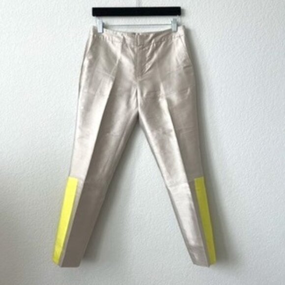 Silk Wool Shantung Tailored Panel Pants Size 2 Small - Picture 2 of 9